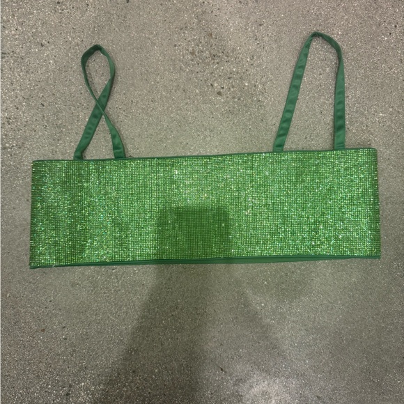 Finesse Green Crystal Bra Top Peridot Small Nué Studio Style Boxy Bralette Crop - Picture 4 of 6